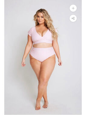 Women's Alpine Butterfly Pink Houndstooth Bikini Set Plus Size XL